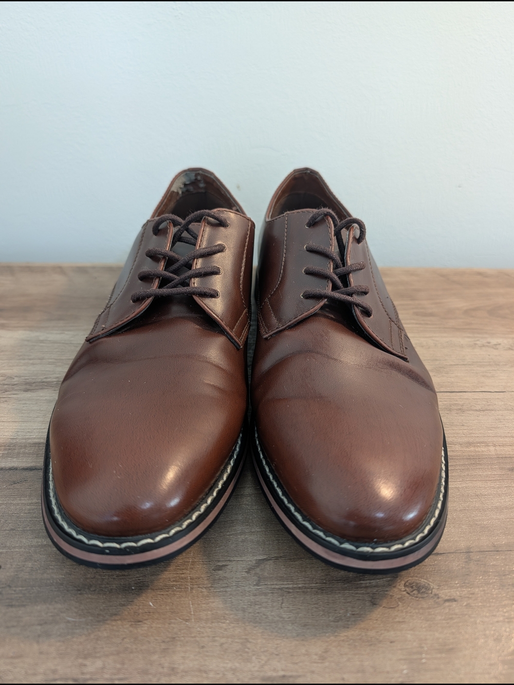 Express Men's Brown Leather Derby Shoes
